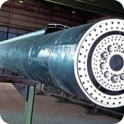 Industrial burner pipe for rotary kiln fuel injection in cement manufacturing plant.